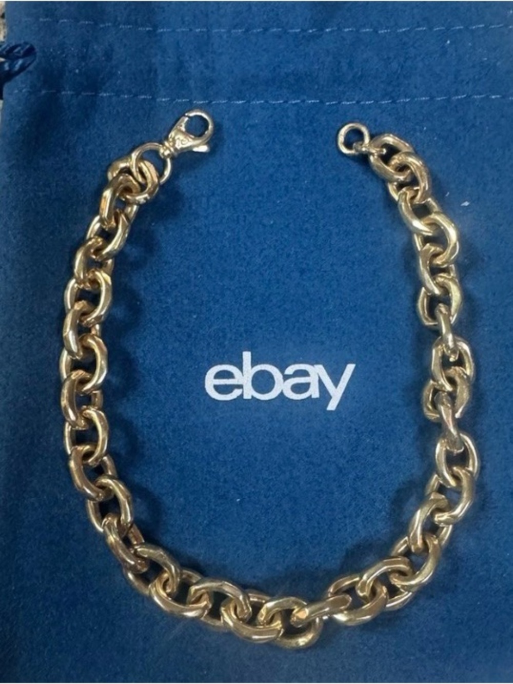 Beautiful solid 18k gold chain link bracelet 8” unisex great shape